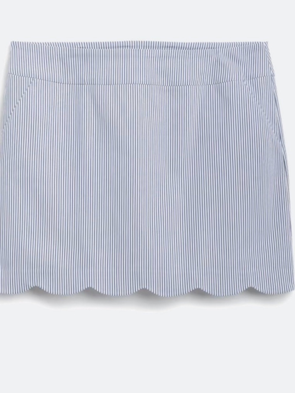 Blue Pinstripe Scallop Hem Skort
